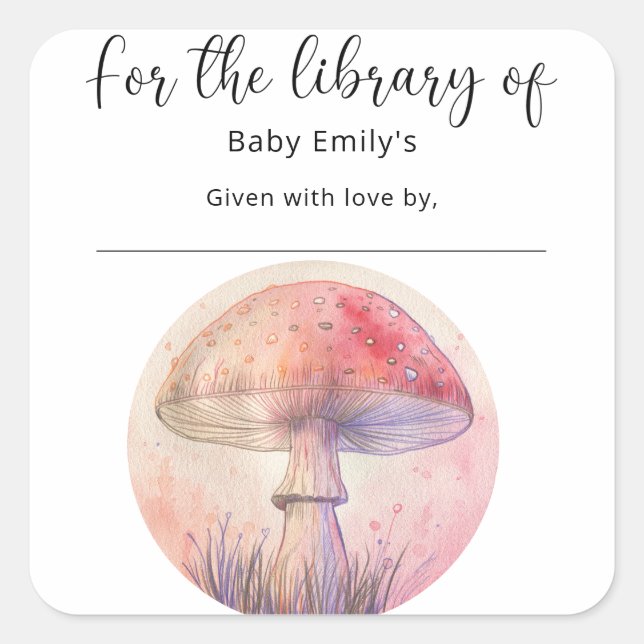 Sticker Carré Fairy fly agaric - bibliothèque pour bébés (Devant)