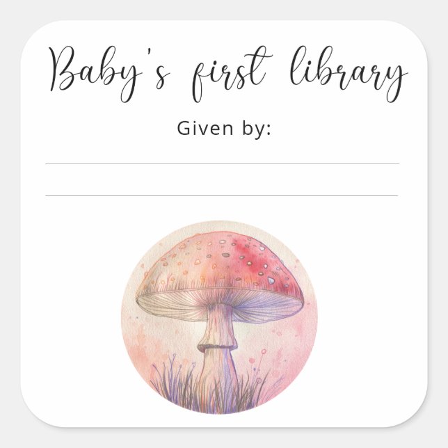 Sticker Carré Fairy fly agaric - première bibliothèque de bébé (Devant)