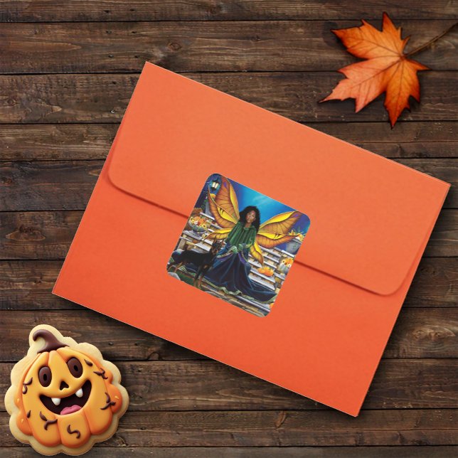 Sticker Carré Fairy Guardian Doberman Chien (Créateur téléchargé)