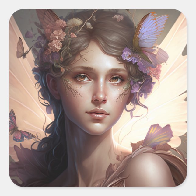 Sticker Carré Fairy Lady Imaginaire Art (Devant)