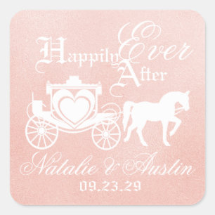 Sticker Carré Fairy Tale Carriage Blush Rose