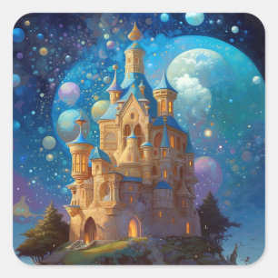 Sticker Carré Fairy Tale Castle Imaginaire Art