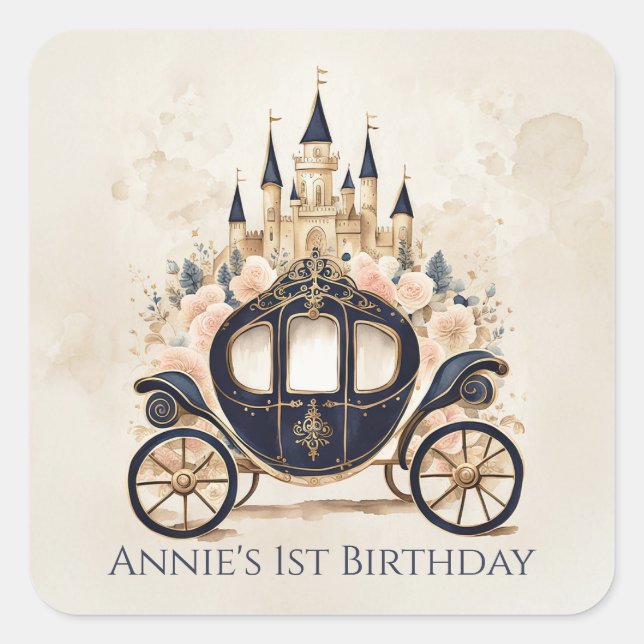 Sticker Carré Fairytale Carriage and Castle (Devant)