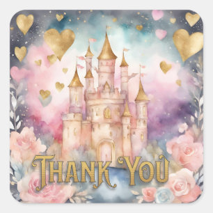 Sticker Carré Fairytale Princess Baby shower Merci