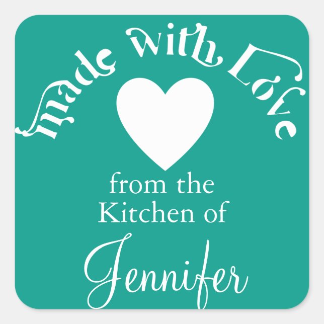 Sticker Carré Fait Avec Amour De La Cuisine De (Devant)