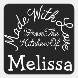 Sticker Carré Fait Avec Amour De La Cuisine De
