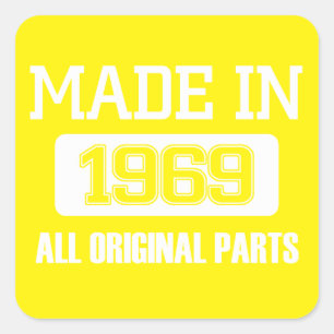 Sticker Carré Fait en 1969 toutes les pièces d'original