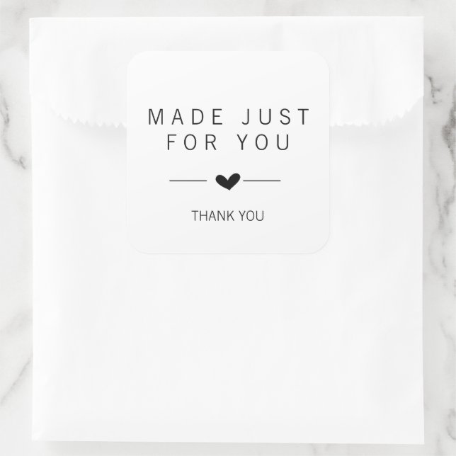 Sticker Carré Fait Juste Pour Vous Merci (Sac)