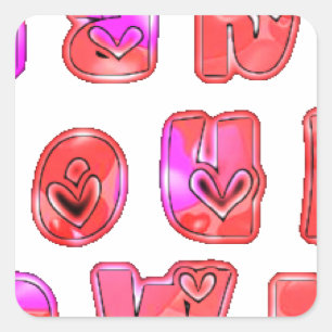 Sticker Carré Faites votre propre coeur Art Design d'impression