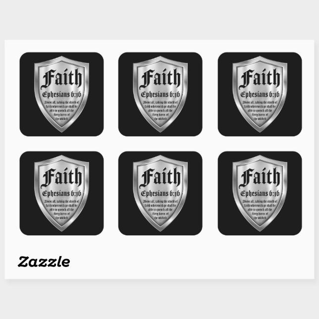 Sticker Carré Faith Bouclier foi chrétienne Bible Verse Ephésien (Feuille)