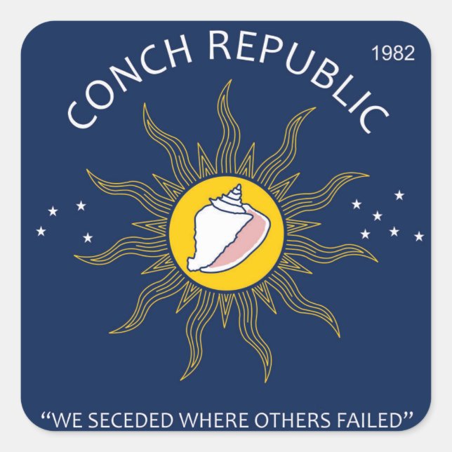 Sticker Carré FAKES Authentic Conch Republic (Devant)