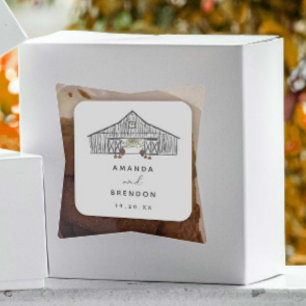 Sticker Carré Fall Barn Mariage Citrouille