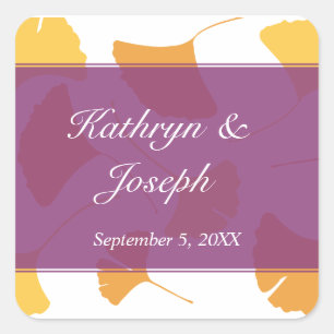 Sticker Carré Falling ginkgo feuille violet mariage faveur