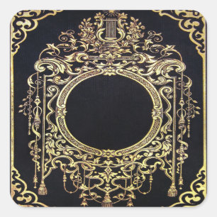 Sticker Carré Falln Ornate Gold Frame (Parfait pour un Monogramm
