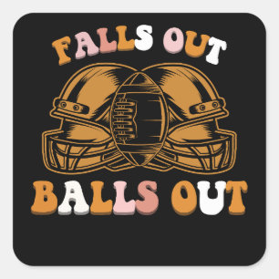 Sticker Carré Falls Balls Out Football Retro Automne Vintage