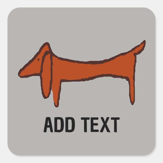 Sticker Carré Fameux Dachshund Abstrait (Devant)