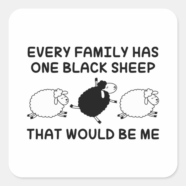 Sticker Carré Famille de moutons noirs (Devant)