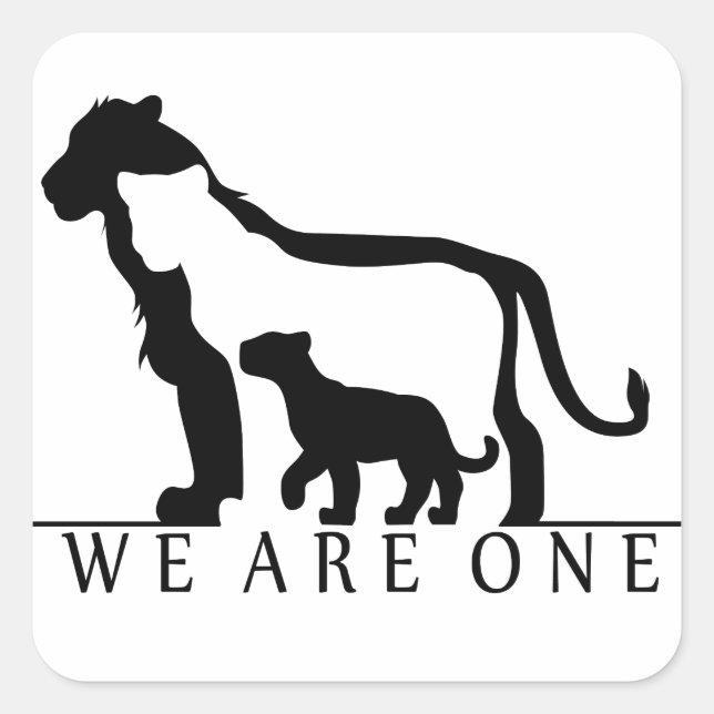 Sticker Carré Famille Lion (version blanche) (Devant)