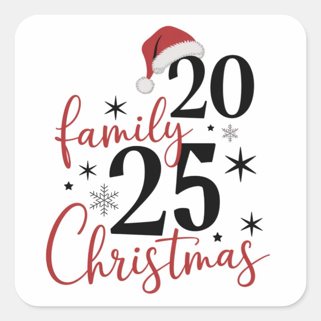 Sticker Carré Famille Noël 2025 Squad Réunion (Devant)