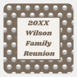 Sticker Carré Famille Réunion Élégant Motif Polka Argent
