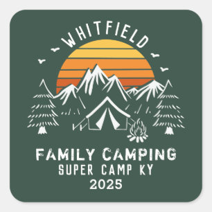 Sticker Carré Famille Vacances Correspondance Camping Personnali