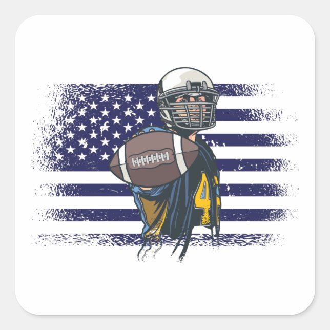 Sticker Carré Fan de football américain Jersey Shirt USA Carré d (Devant)