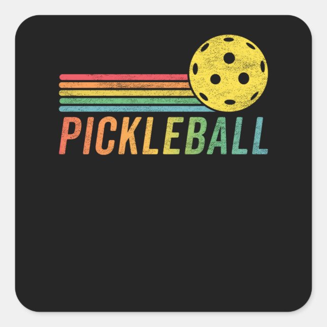 Sticker Carré Fan de Pickleball Retro Sunset (Devant)