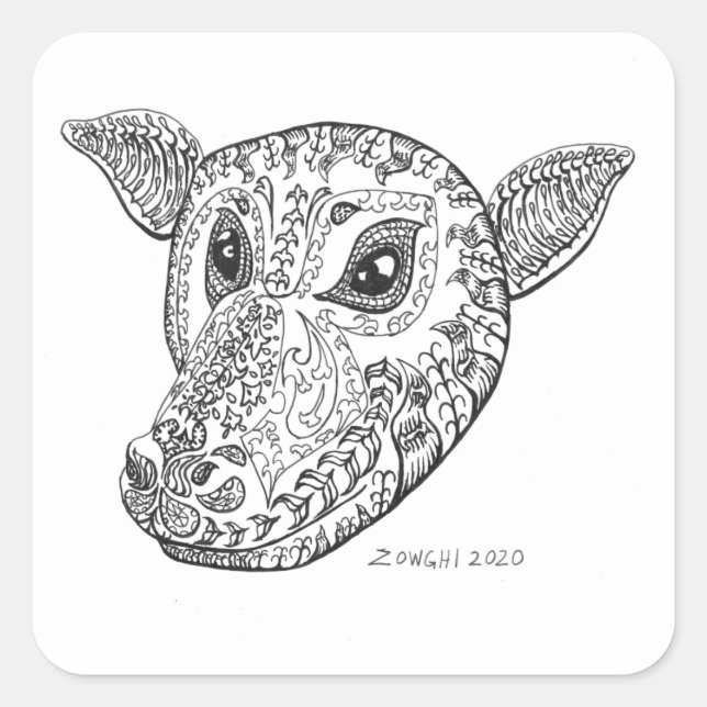 Sticker Carré Fancy Bat - P. conspicillatus Portrait (Devant)