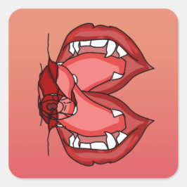 Sticker Carré Fangs lâchés : L'expression féroce d'un vampire
