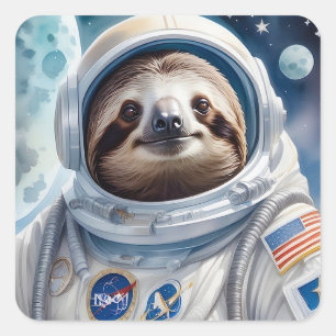 Sticker Carré Fantaisie en costume d'astronaute dans l'espace