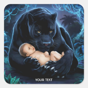 Sticker Carré Fantasy mignonne Panthère Bébé nuit