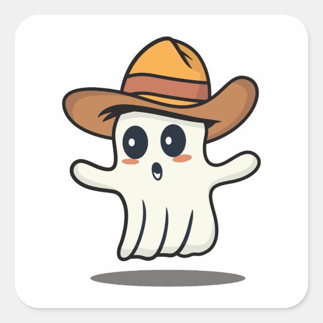 Sticker Carré Fantôme Casquette Cowboy (Devant)