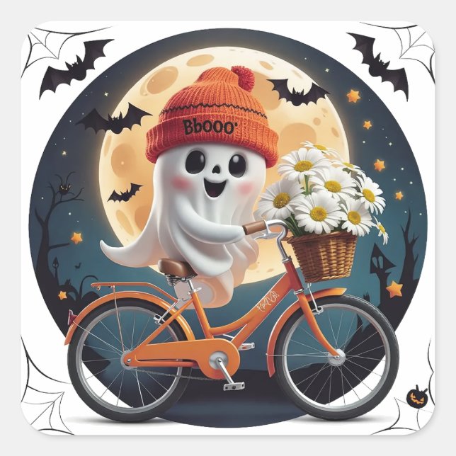 Sticker Carré Fantôme de cyclisme (Devant)