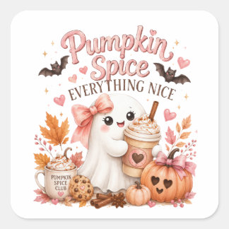 Sticker Carré Fantôme de Halloween doux et effrayant