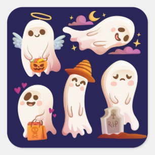 Sticker Carré Fantôme mignon