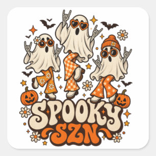 Sticker Carré Fantômes Rétro Épouvantables SZN   Halloween Groov