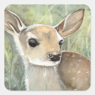 Sticker Carré Faon bébé chevreuil artwork faune