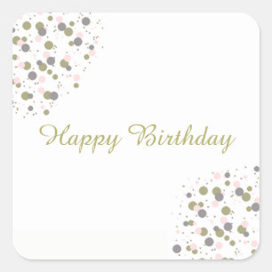 Sticker Carré Fard à joues doré Confetti Joyeux Anniversaire