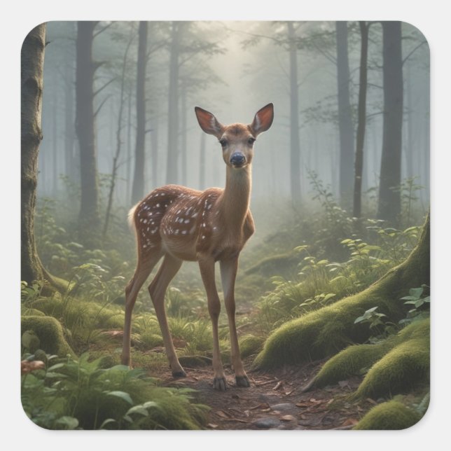 Sticker Carré Faune dans la forêt (Devant)