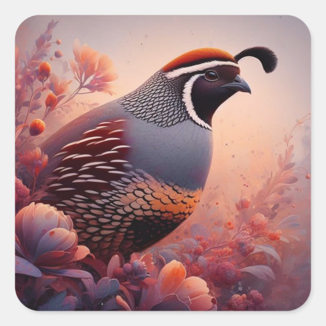 Sticker Carré Faune Nature California Quail Bird (Devant)