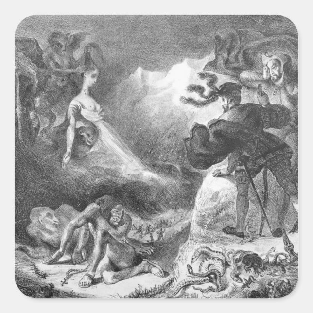 Sticker Carré Faust et Mephistopheles aux sorcières (Devant)
