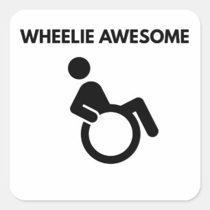 Sticker Carré Fauteuil Roulant Génialement Cool