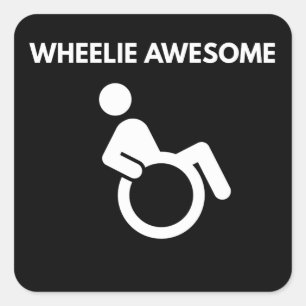 Sticker Carré Fauteuil Roulant Génialement Cool