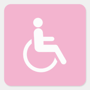 Sticker Carré Fauteuil roulant rose – Sensibilisation à l'access