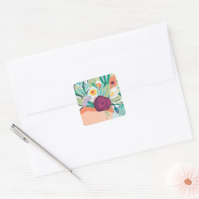 Sticker Carré Fauvist Floral II (Enveloppe)