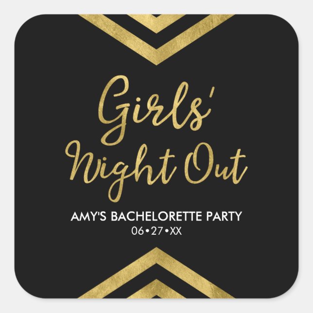 Sticker Carré Faux Gold Chevron Night Out (Devant)
