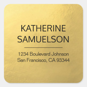 Sticker Carré Faux GOLD FOIL Nom et adresse de retour