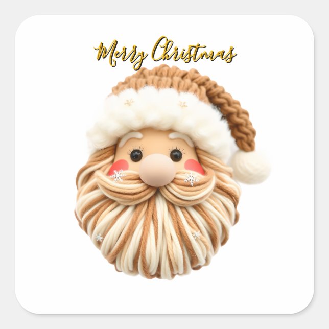 Sticker Carré Faux Yarn Christmas Santa (Devant)