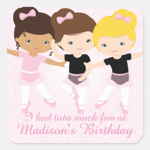 Sticker Carré Faveur de coutume de fête d'anniversaire d'amies