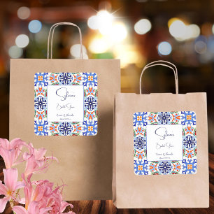 Sticker Carré Faveur de douche de mariée carreaux colorés mexica